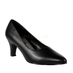 3" Wide Width Black Faux Leather Pump